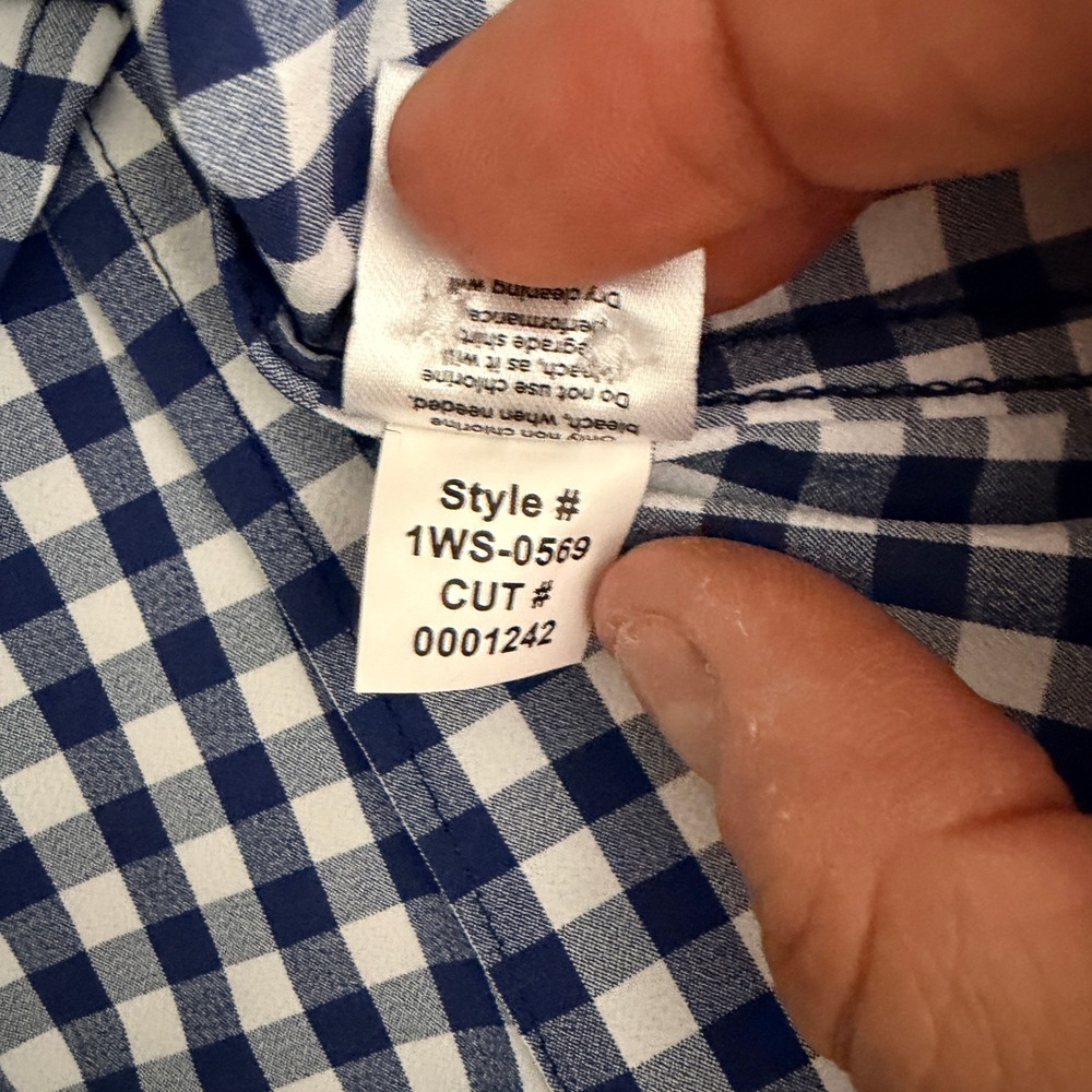 Mizzen+Main Leeward Dress Shirt‎ Trim Mens L Navy Blue Gingham Stretch No Tuck - Picture 5 of 8